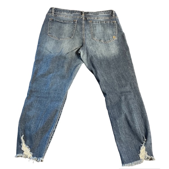 Women’s cropped blue jeans ripped size 15. Waist 31 Indigo Rein curvy - Picture 4 of 11